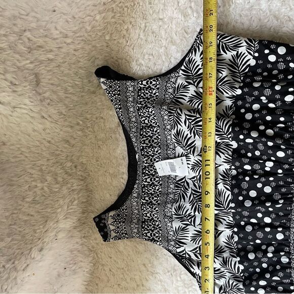 NWT Kaktus 100% Cotton Black and white print maxi dress short sleeves size large - Picture 8 of 9